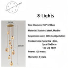 Alabaster Long Staircase Chandelier 5 styles - 15 LightsBlushlighting