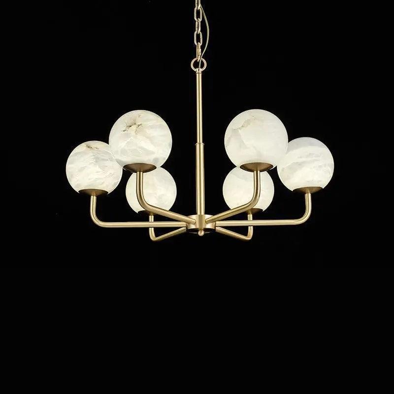 Alabaster Modern Global Dining Chandelier - 6 LightsBlushlighting