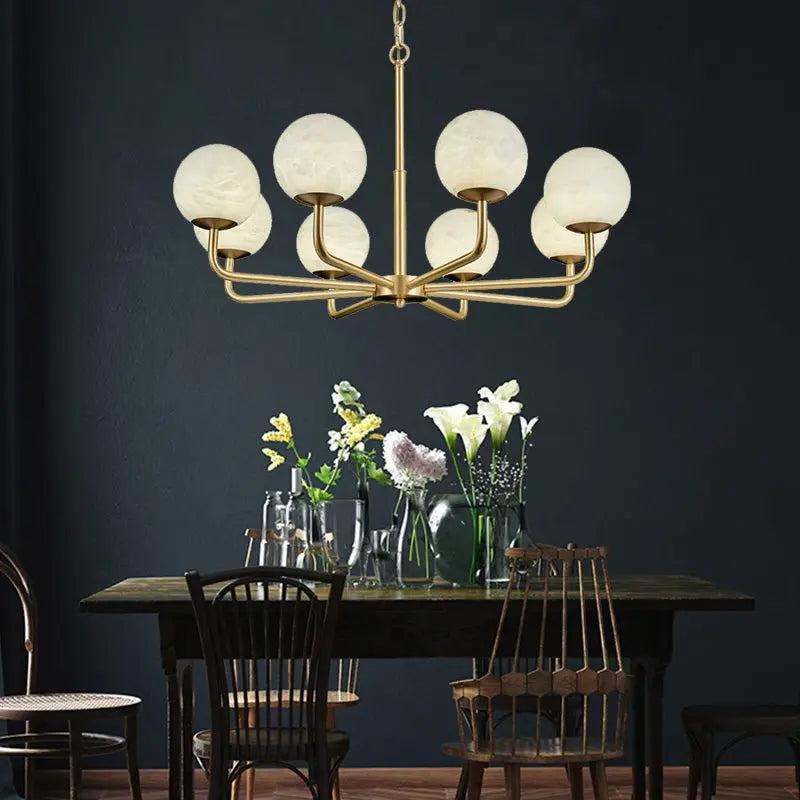 Alabaster Modern Global Dining Chandelier - 6 LightsBlushlighting