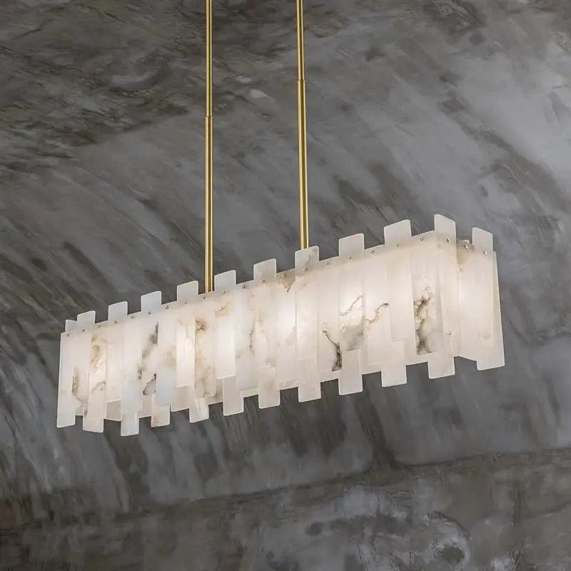 Alabaster Modern Rectangular Dining Room Chandeliers-Blushlighting