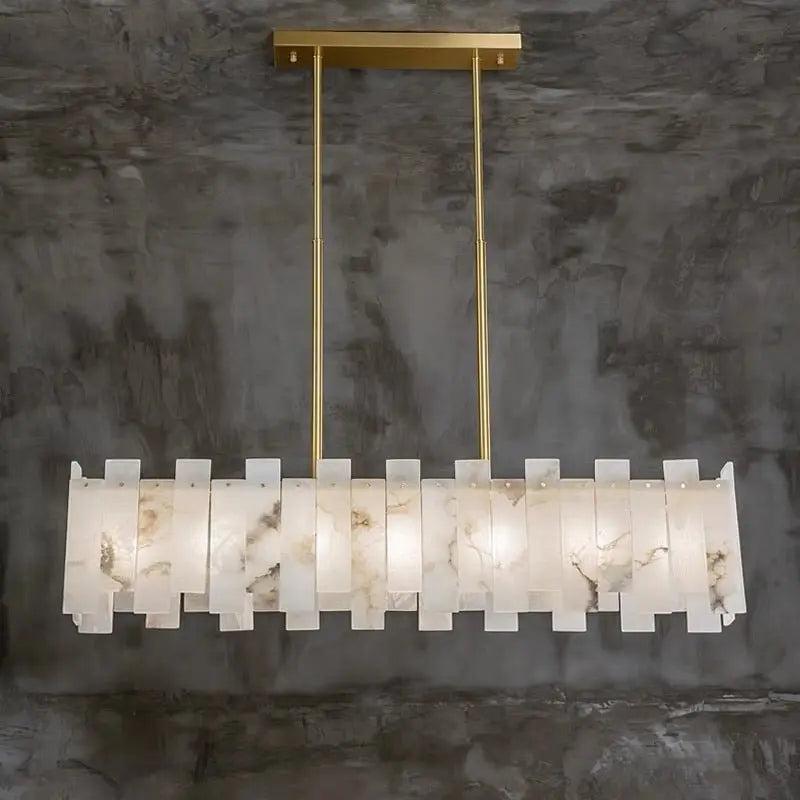 Alabaster Modern Rectangular Dining Room Chandeliers-Blushlighting