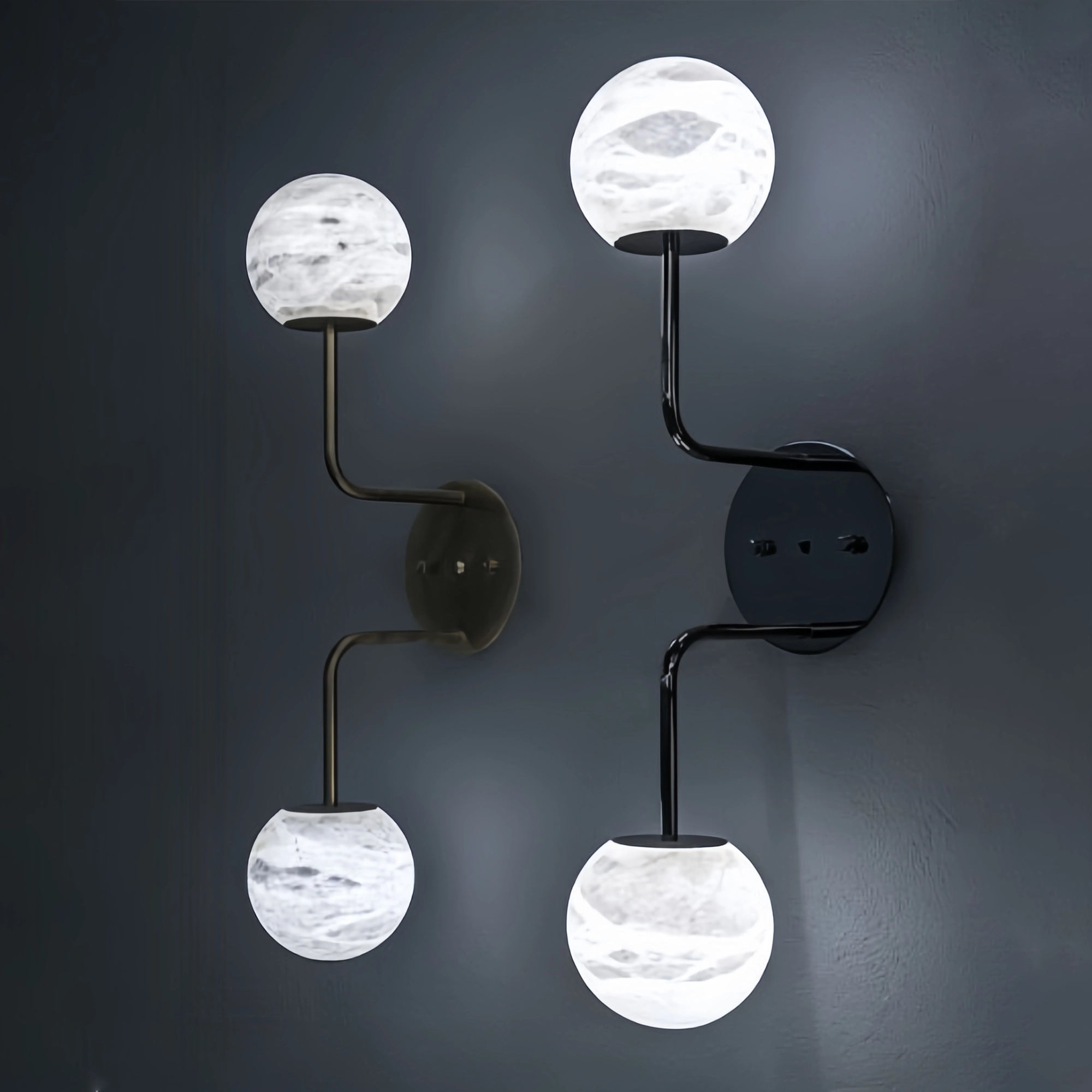 Alabaster Orb 2 Wall Light-Blushlighting