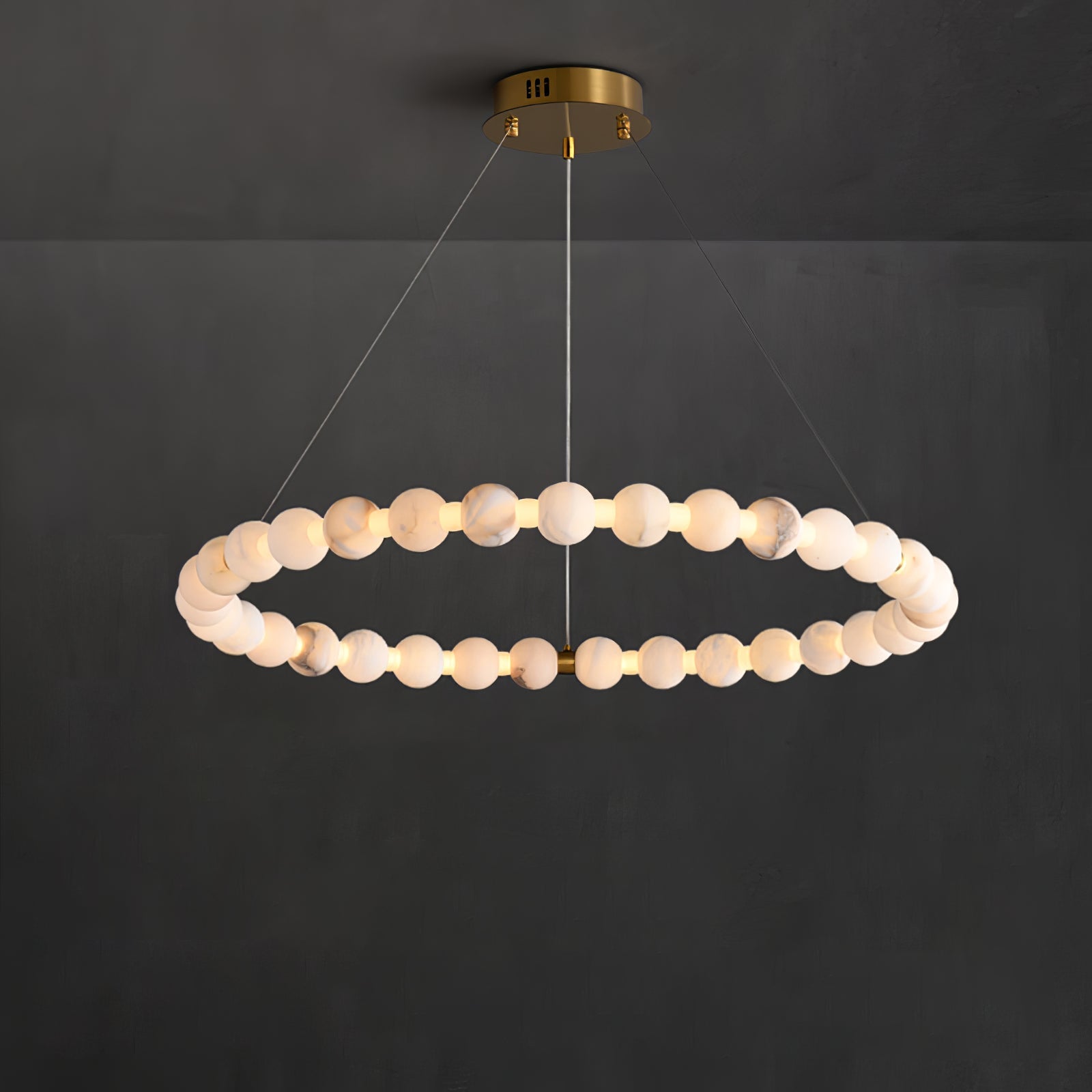 Alabaster Orb Ring Chandelier - ∅ 31.5″ x H 2.4″Gold & WhiteWarm LightBlushlighting
