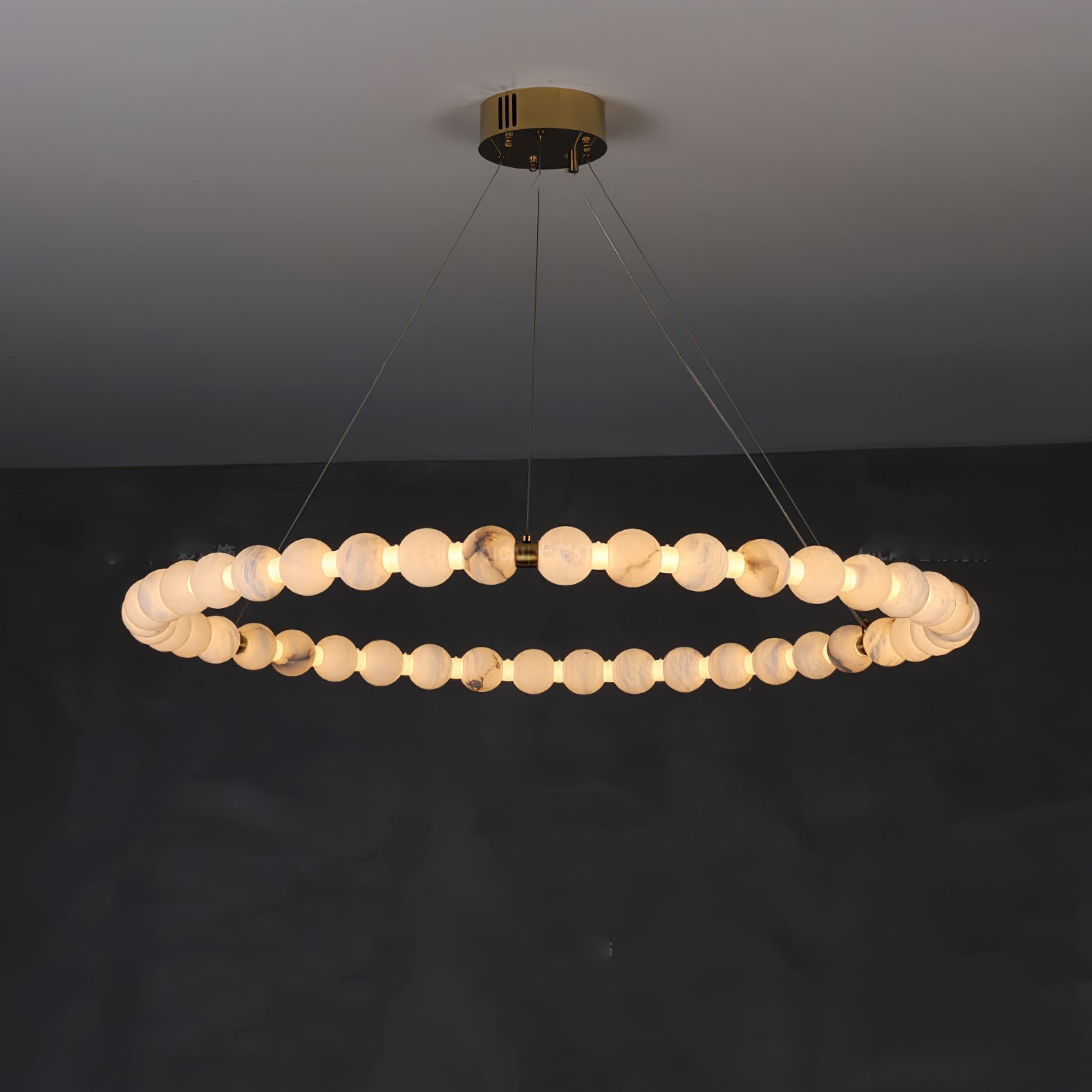 Alabaster Orb Ring Chandelier - ∅ 39.4″ x H 2.4″Gold & WhiteWarm LightBlushlighting