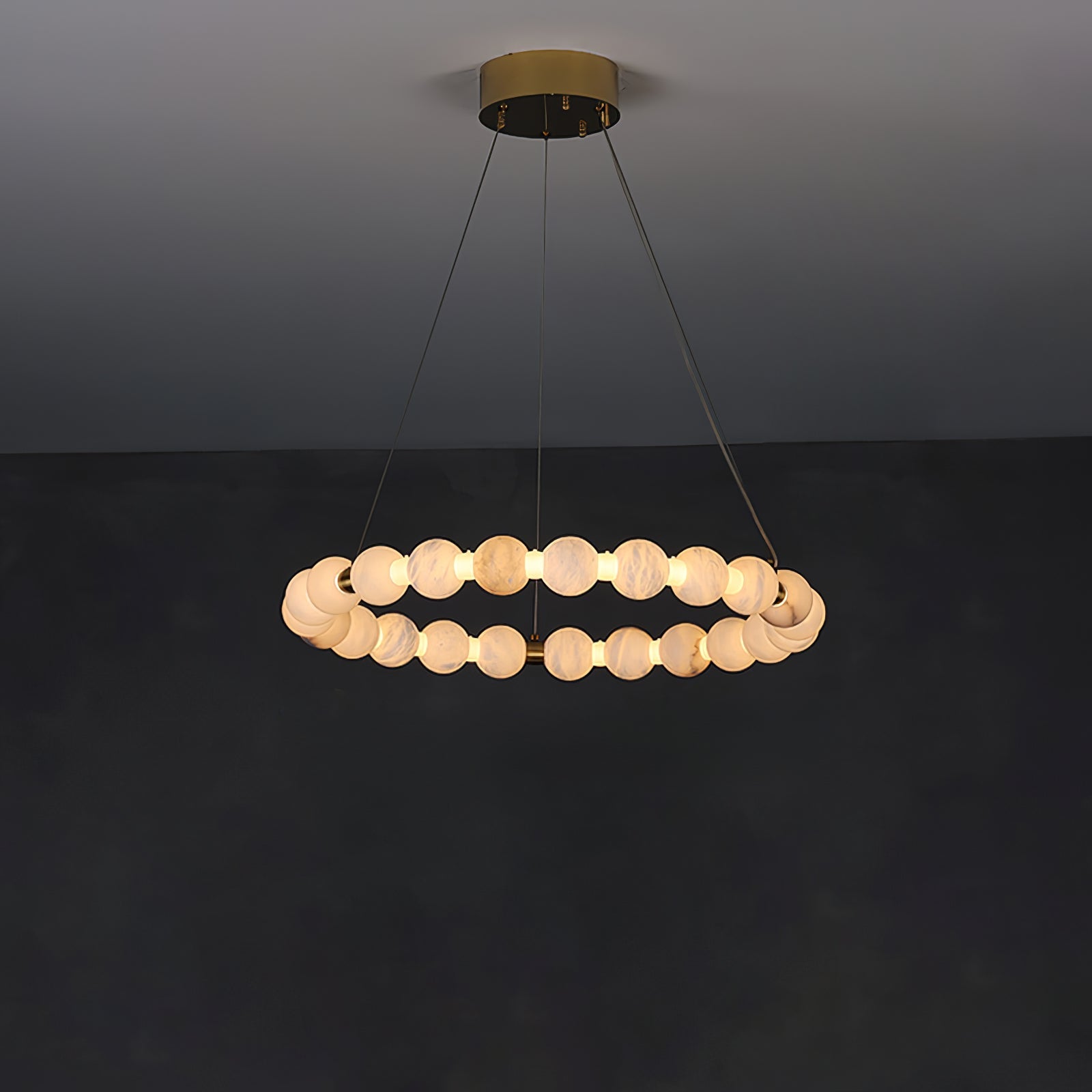 Alabaster Orb Ring Chandelier - ∅ 31.5″ x H 2.4″Gold & WhiteWarm LightBlushlighting