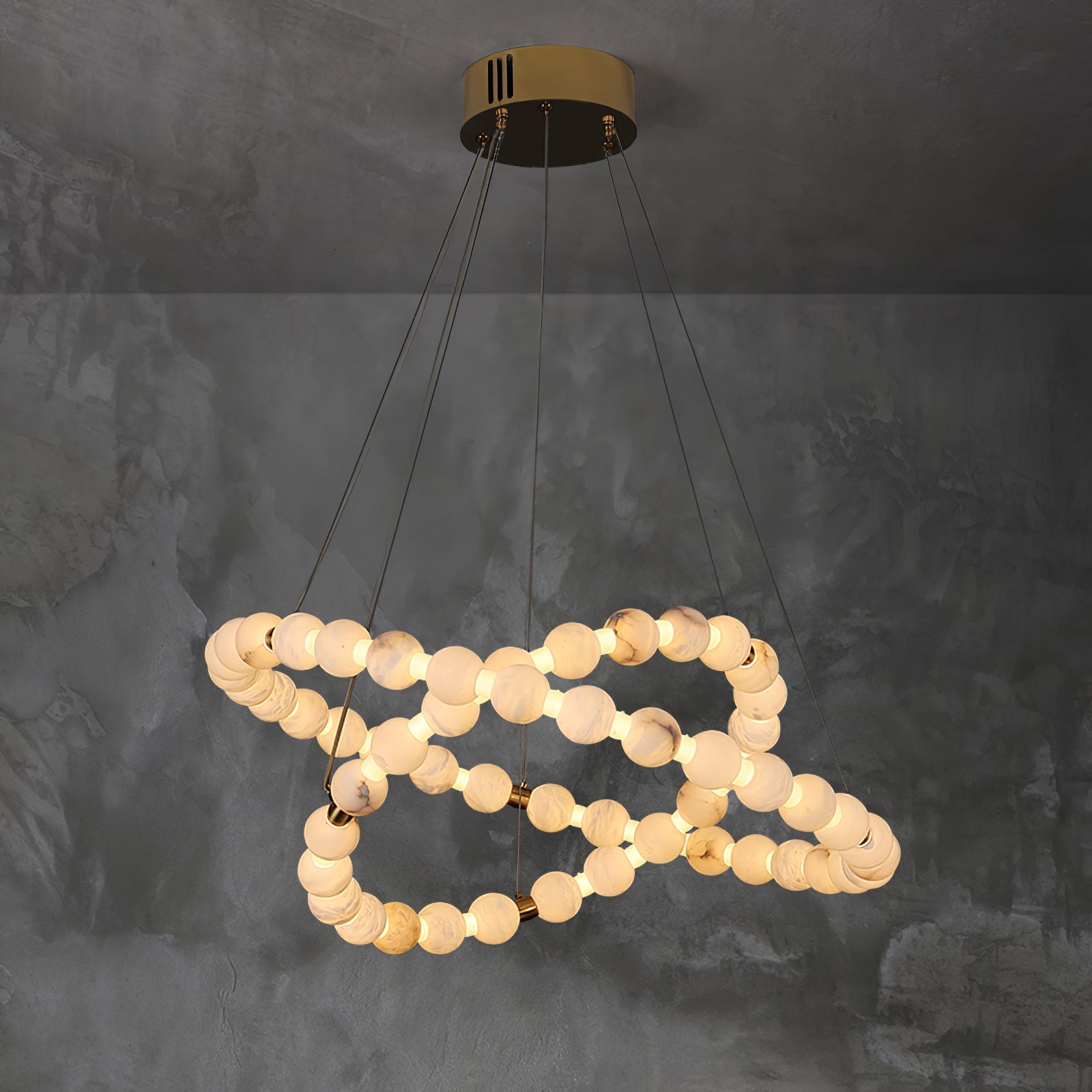 Alabaster Orb Ring Chandelier - ∅ 23.6″ x H 2.4″Gold & WhiteWarm LightBlushlighting