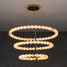 Alabaster Orb Ring Chandelier - 23.6″ + 31.5″ + 39.4″Gold & WhiteWarm LightBlushlighting