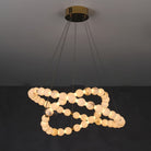 Alabaster Orb Ring Chandelier - 23.6″ + 39.4″Gold & WhiteWarm LightBlushlighting