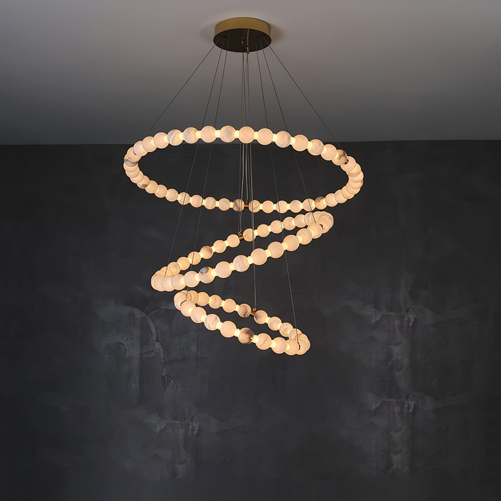 Alabaster Orb Ring Chandelier - ∅ 23.6″ x H 2.4″Gold & WhiteWarm LightBlushlighting