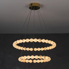 Alabaster Orb Ring Chandelier - 23.6″ + 31.5″Gold & WhiteWarm LightBlushlighting