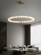 Alabaster Orb Ring Chandelier - ∅ 23.6″ x H 2.4″Gold & WhiteWarm LightBlushlighting