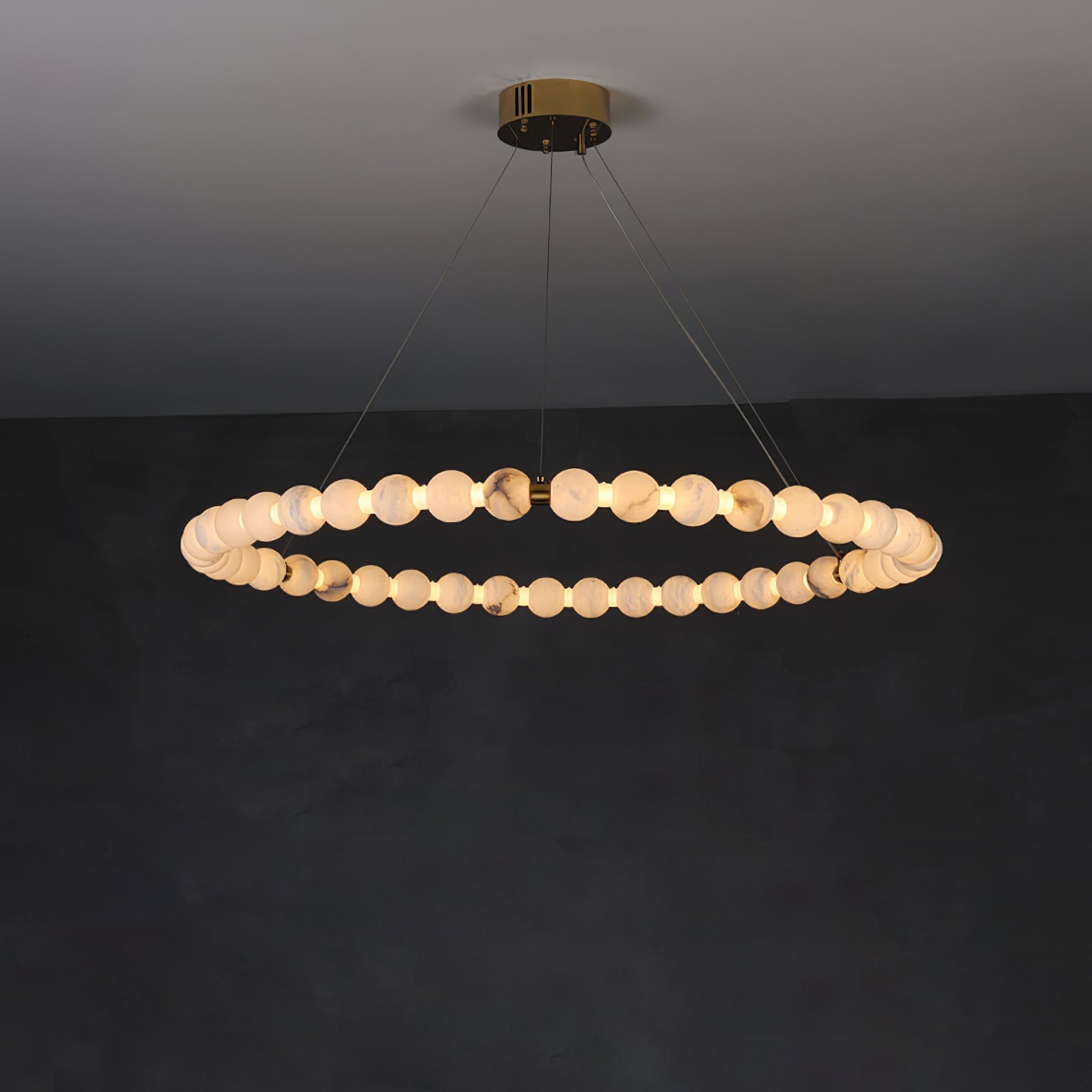 Alabaster Orb Ring Chandelier - ∅ 31.5″ x H 2.4″Gold & WhiteWarm LightBlushlighting