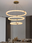 Alabaster Orb Ring Chandelier - ∅ 23.6″ x H 2.4″Gold & WhiteWarm LightBlushlighting
