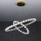 Alabaster Orb Ring Chandelier - 23.6″ + 31.5″ + 39.4″Gold & WhiteWarm LightBlushlighting