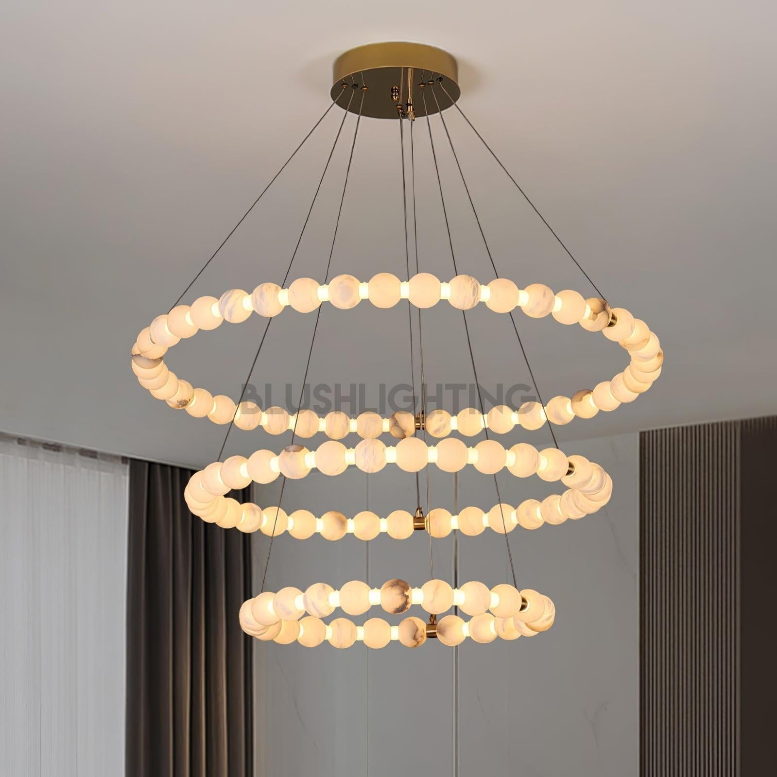 Alabaster Orb Ring Chandelier - ∅ 23.6″ x H 2.4″Gold & WhiteWarm LightBlushlighting