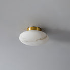 Alabaster Oval Ceiling Lamp - ∅ 7.9″ x H 3.9″Brass & WhiteWarm LightBlushlighting