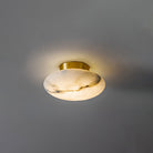 Alabaster Oval Ceiling Lamp - ∅ 7.9″ x H 3.9″Brass & WhiteWarm LightBlushlighting