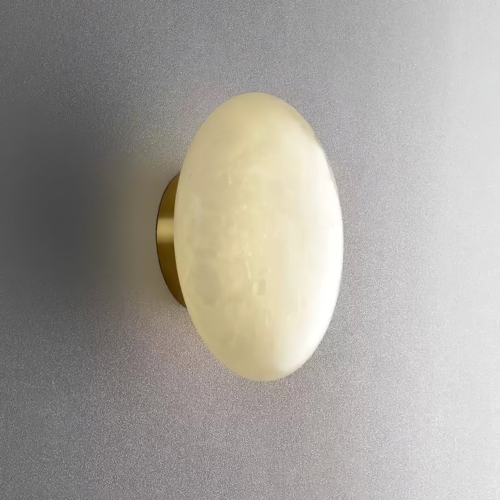 Alabaster Oval Ceiling Lamp - ∅ 7.9″ x H 3.9″Brass & WhiteWarm LightBlushlighting