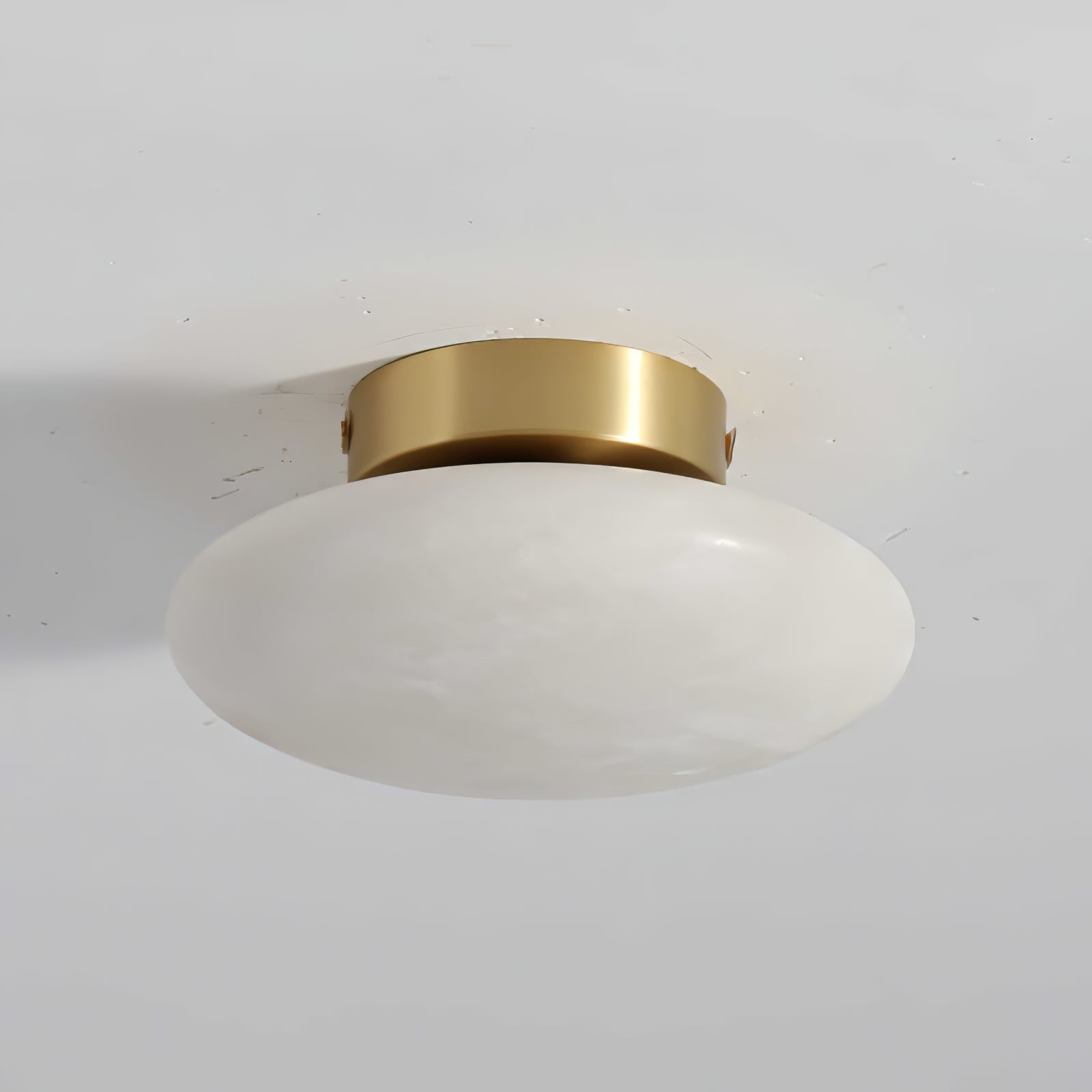 Alabaster Oval Ceiling Lamp - ∅ 7.9″ x H 3.9″Brass & WhiteWarm LightBlushlighting
