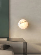Alabaster Oval Ceiling Lamp - ∅ 7.9″ x H 3.9″Brass & WhiteWarm LightBlushlighting