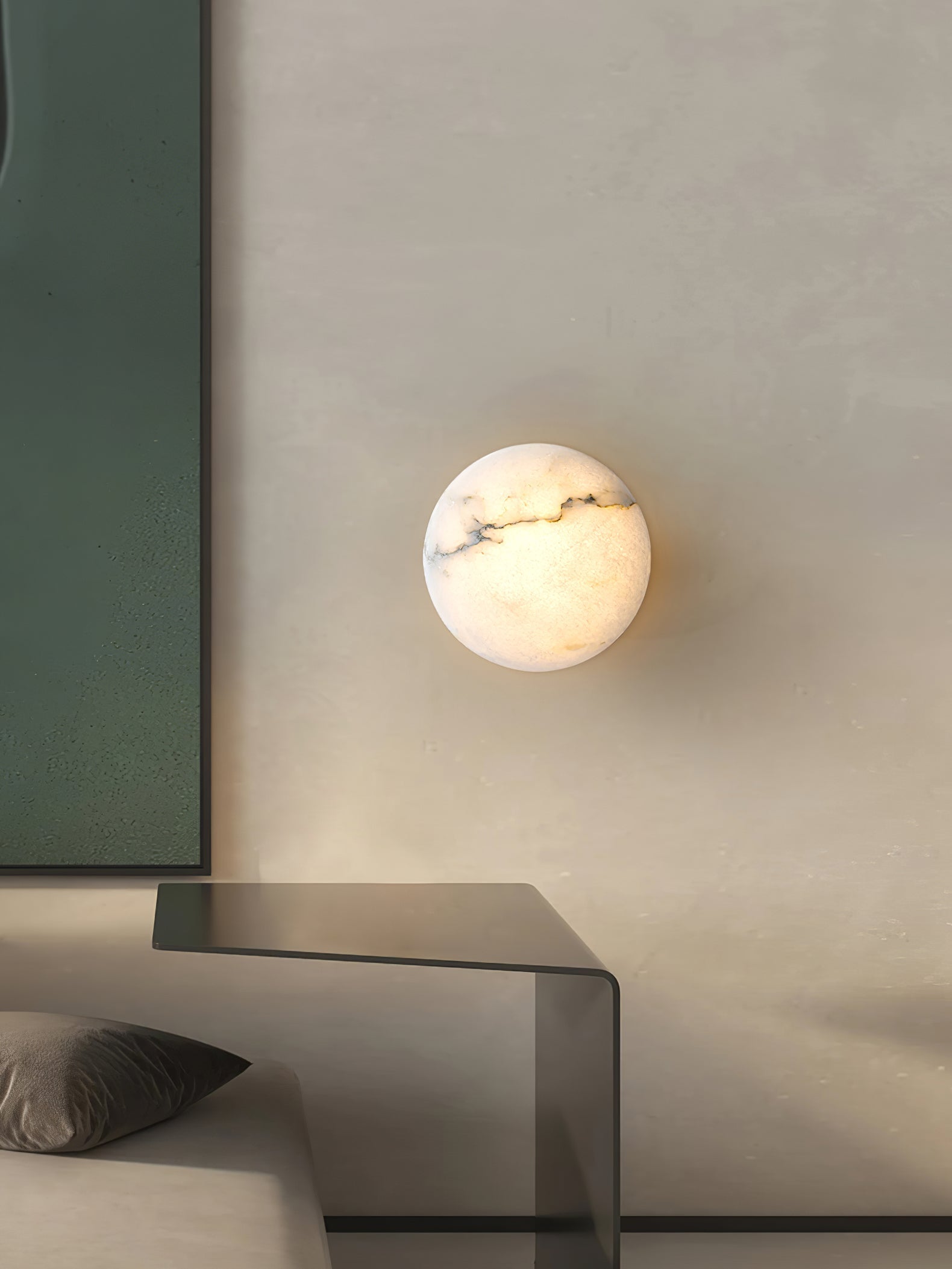 Alabaster Oval Ceiling Lamp - ∅ 7.9″ x H 3.9″Brass & WhiteWarm LightBlushlighting