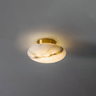 Alabaster Oval Ceiling Lamp - ∅ 7.9″ x H 3.9″Brass & WhiteWarm LightBlushlighting