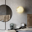 Alabaster Oval Ceiling Lamp - ∅ 7.9″ x H 3.9″Brass & WhiteWarm LightBlushlighting