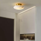 Alabaster Oval Ceiling Lamp - ∅ 7.9″ x H 3.9″Brass & WhiteWarm LightBlushlighting
