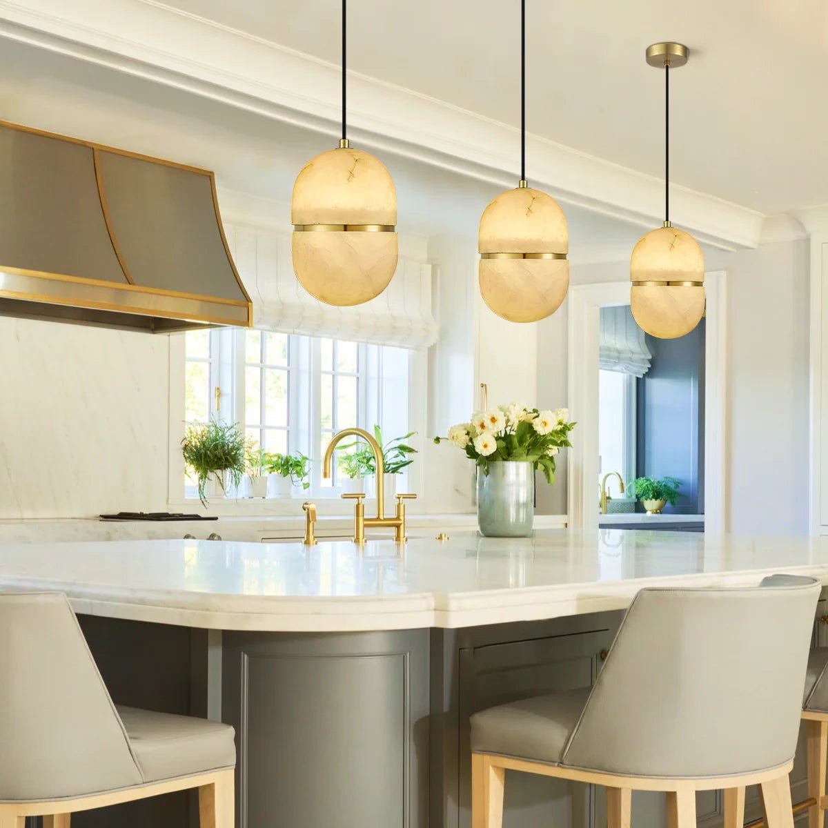 Alabaster Oval Pendant 5.9" D 7.1" D - Blushlighting