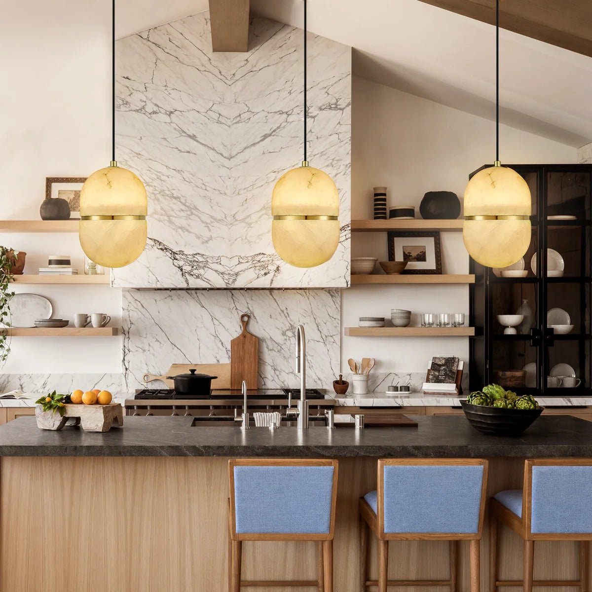 Alabaster Oval Pendant 5.9" D 7.1" D - Blushlighting