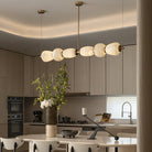 Alabaster Pebble Linear Chandelier-Chandelier-Blushlighting-60'' Customized-Gold & White-Warm Light-Blushlighting