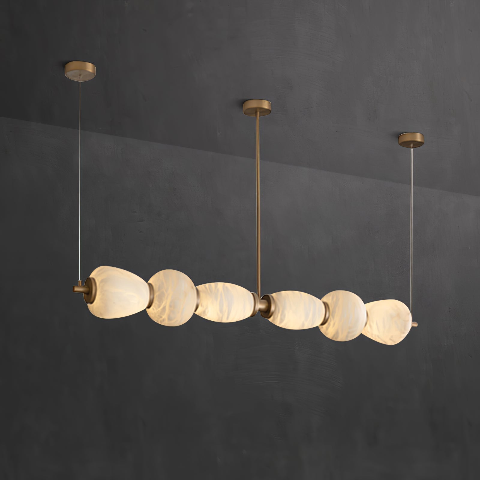 Alabaster Pebble Linear Chandelier-Chandelier-Blushlighting-Blushlighting