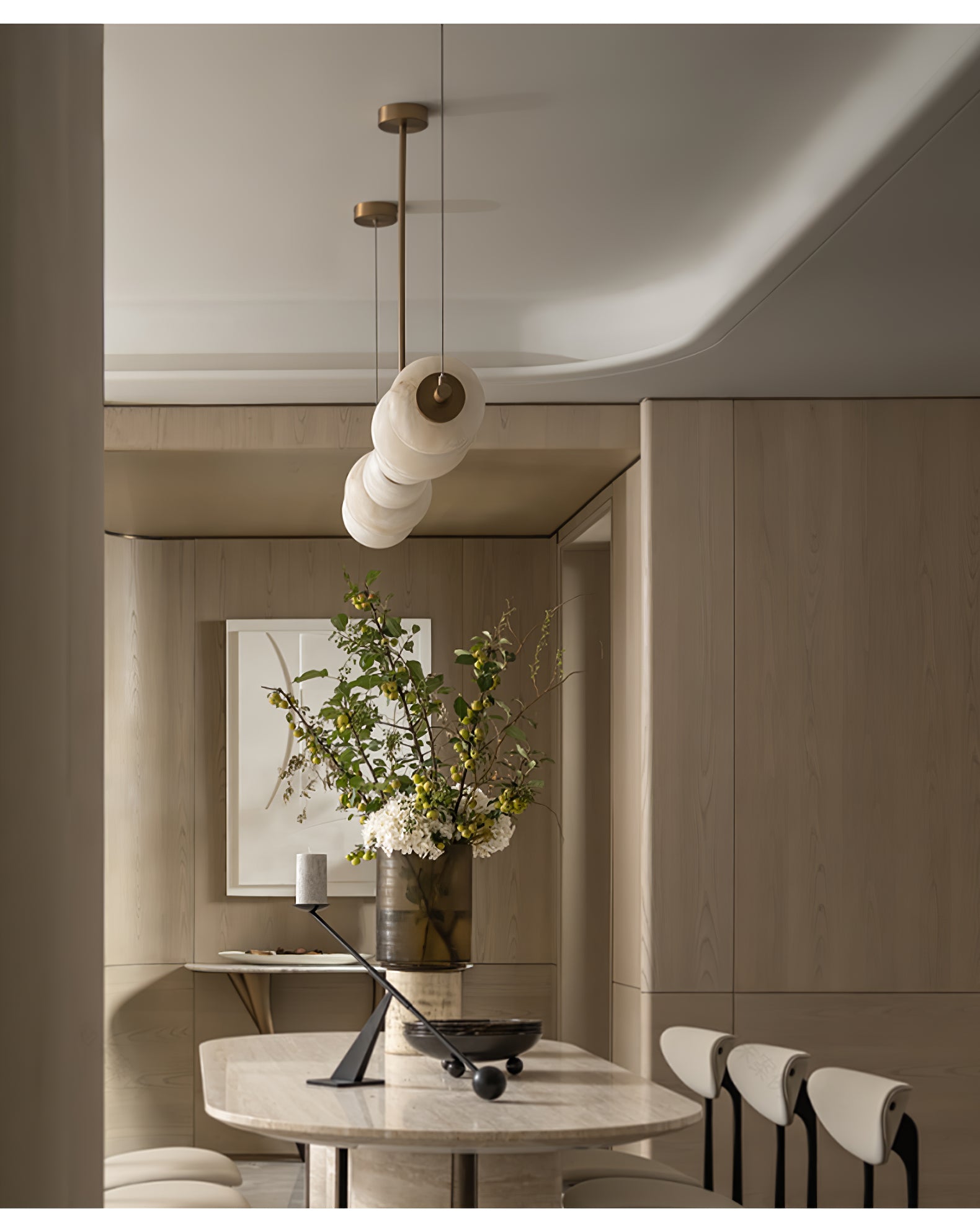 Alabaster Pebble Linear Chandelier-Chandelier-Blushlighting-Blushlighting