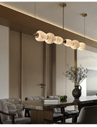 Alabaster Pebble Linear Chandelier - L 53.1″ x W 5.5″ x H 59.1″Gold & WhiteWarm LightBlushlighting