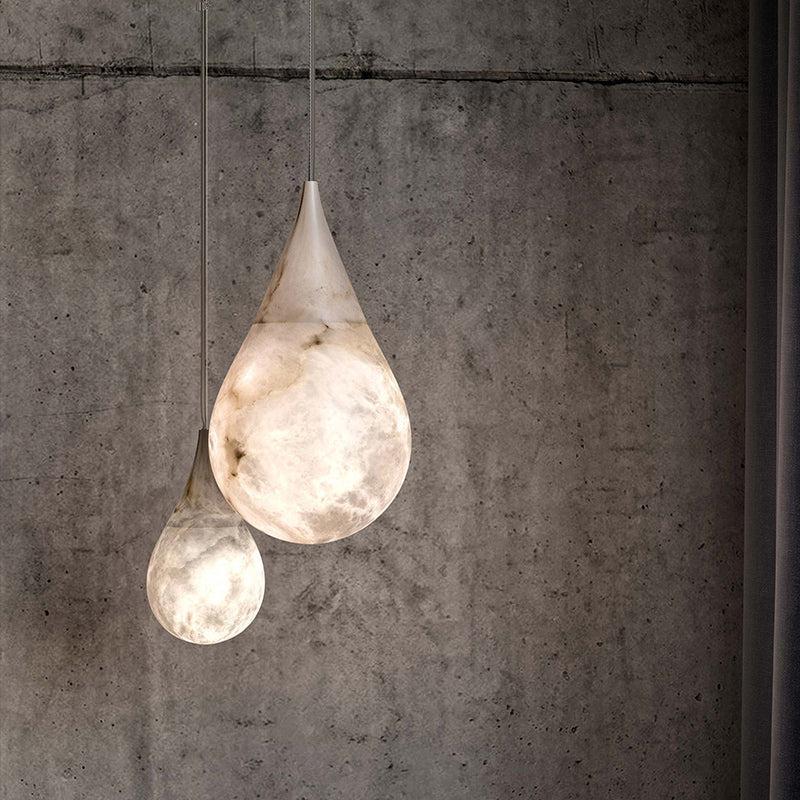 Alabaster Rain Pendant Lighting, Dining Table Pendant - 7" D x 13.4" HBlushlighting