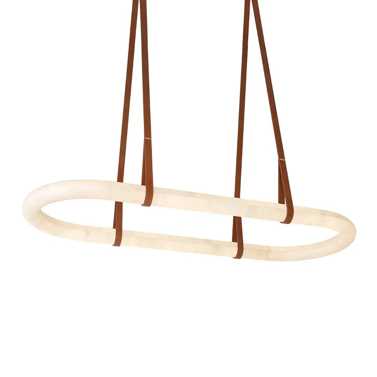 Alabaster Round Leather Chandelier-Chandelier-Blushlighting-Blushlighting