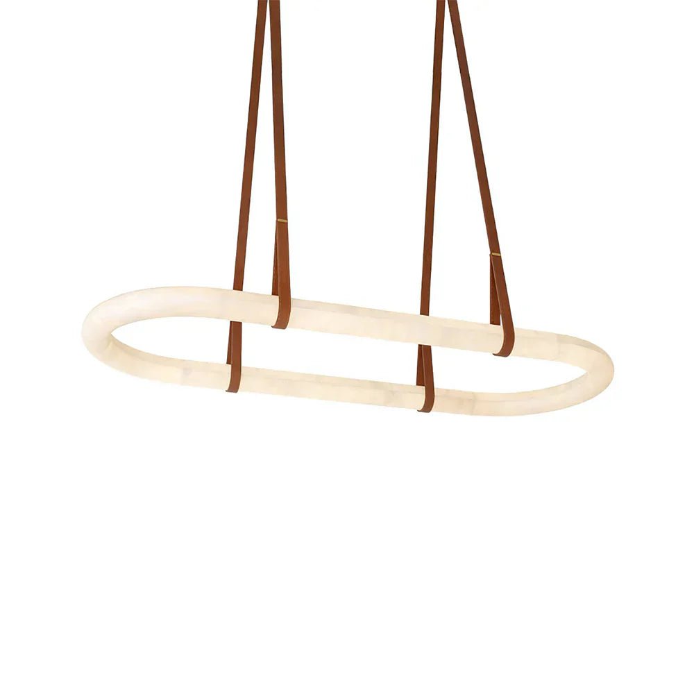 Alabaster Round Leather Chandelier-Chandelier-Blushlighting-Blushlighting