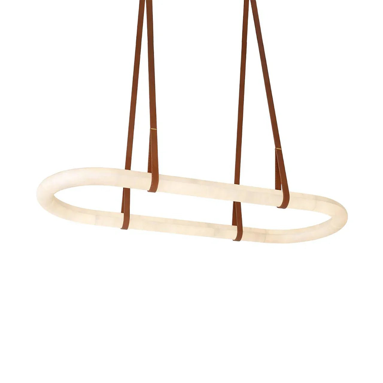 Alabaster Round Leather Chandelier-Chandelier-Blushlighting-Blushlighting