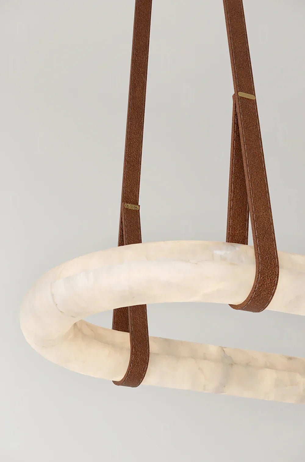 Alabaster Round Leather Chandelier-Chandelier-Blushlighting-Blushlighting