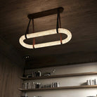 Alabaster Round Leather Chandelier-Chandelier-Blushlighting-Blushlighting