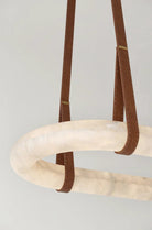 Alabaster Round Leather Chandelier-Chandelier-Blushlighting-Blushlighting