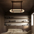 Alabaster Round Leather Chandelier-Chandelier-Blushlighting-Blushlighting