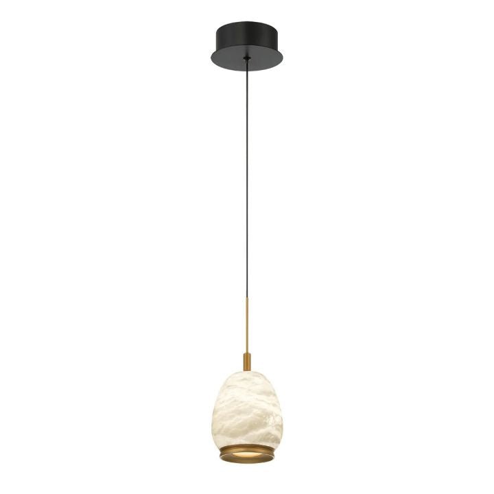 Alabaster Round LED Pendant - Matte Black1 LightBlushlighting