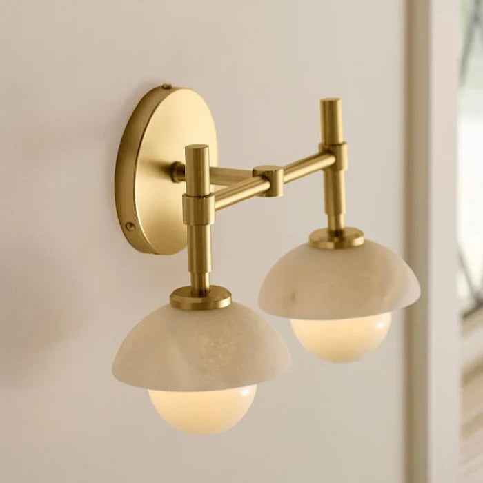 Alabaster Shade Greenwich Double Wall Sconce-