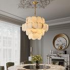 Alabaster Shell Brass Chandelier with 2/3/4/5/6 layer - 2 layers 17.7" x H 17.7" / Dia 45cm x H 45cmBrass & WhiteBlushlighting