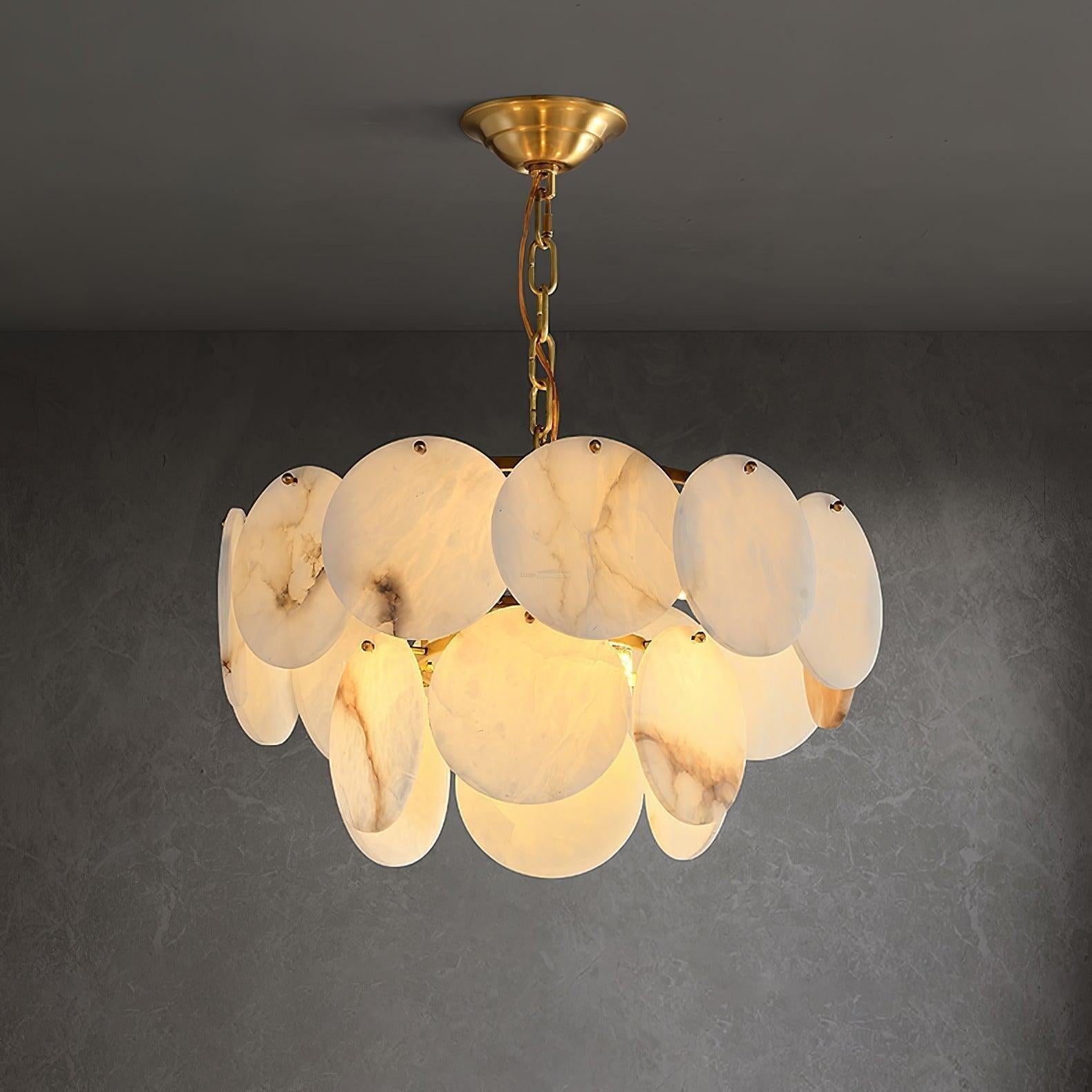 Alabaster Shell Brass Chandelier with 2/3/4/5/6 layer - 6 layers 43.3" x H 35.4" / Dia 110cm x H 90cmBrass & WhiteBlushlighting