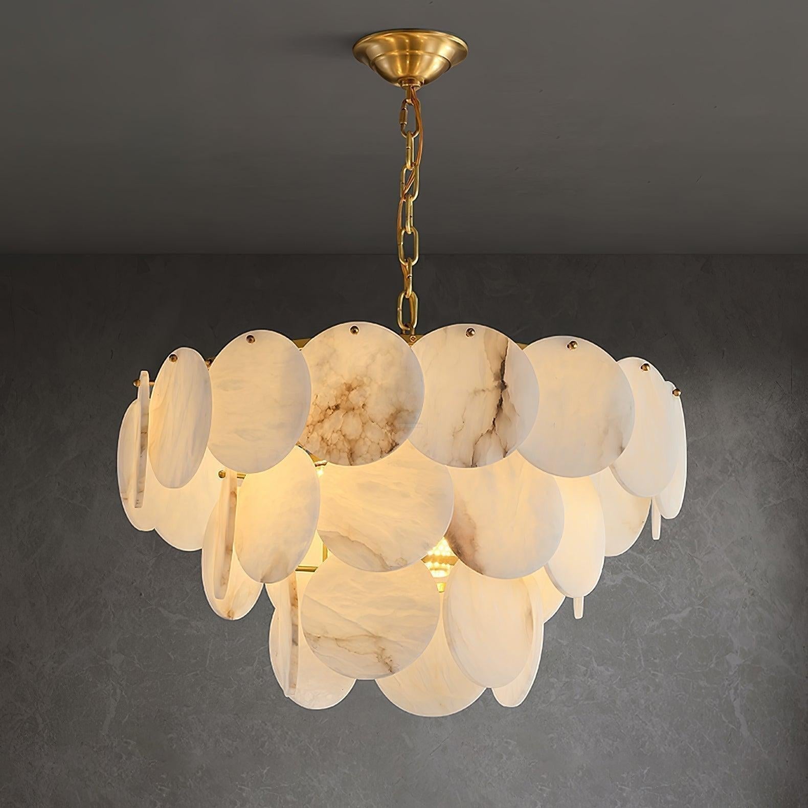 Alabaster Shell Brass Chandelier with 2/3/4/5/6 layer - 6 layers 43.3" x H 35.4" / Dia 110cm x H 90cmBrass & WhiteBlushlighting