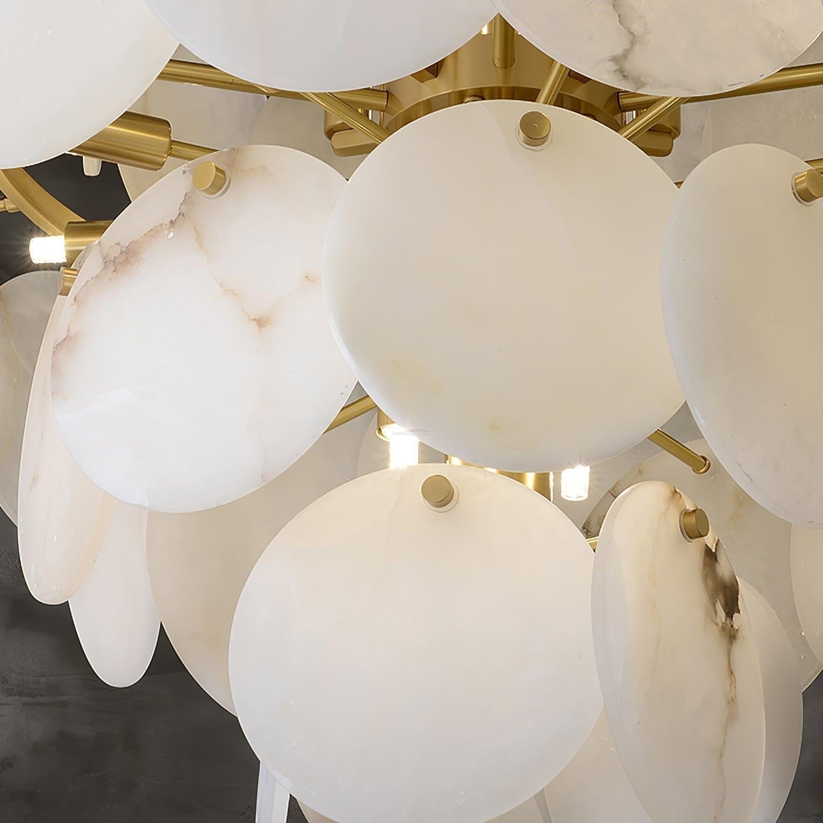 Alabaster Shell Brass Chandelier with 2/3/4/5/6 layer - 6 layers 43.3" x H 35.4" / Dia 110cm x H 90cmBrass & WhiteBlushlighting