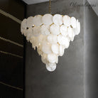 Alabaster Shell Brass Chandelier with 2/3/4/5/6 layer - 6 layers 43.3" x H 35.4" / Dia 110cm x H 90cmBrass & WhiteBlushlighting
