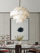Alabaster Shell Brass Chandelier with 2/3/4/5/6 layer - 6 layers 43.3" x H 35.4" / Dia 110cm x H 90cmBrass & WhiteBlushlighting